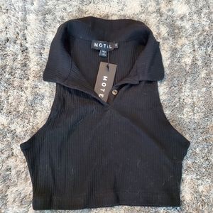 Motel Collared Crop-top